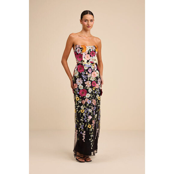 Lulus Dresses & Skirts - ❤️LULUS❤️Macario Black Multi 3d Floral Embroidered Strapless Maxi Dress - Size L
